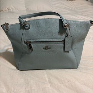 Coach Pebbled Leather Tote in Powder Blue